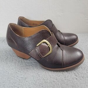 Korks Kork Ease Brown Leather Heeled Ankle Boots Monk Strap US‎ Womens 7 EUR 38